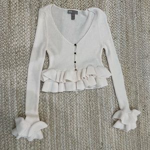 White cropped long sleeve top